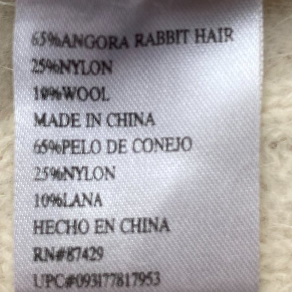 Cable Knit Ivory Luxe Angora Wool Blend Ivory Soft Girl Minimalist Beanie Hat-OS main image 5